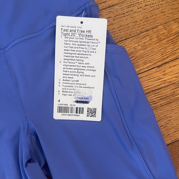 NWT - Lululemon Fast and Free HR Tight 25" Leggings - Pockets Sz 4 - Picture 5 of 13